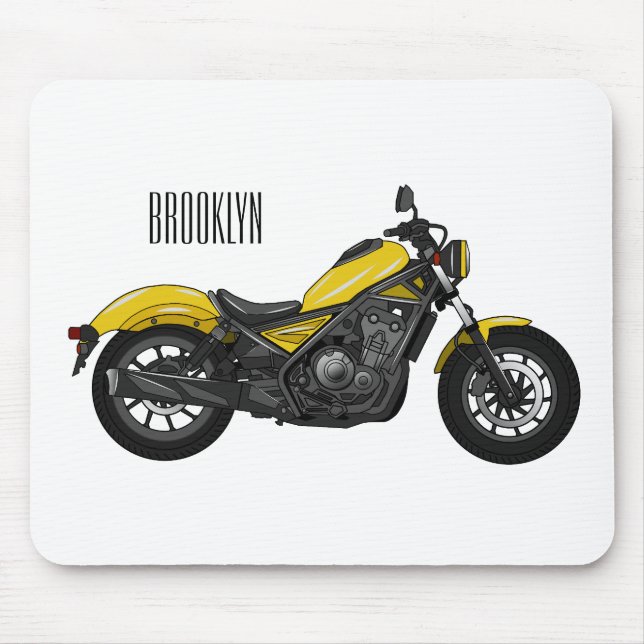 Cruiser motorcycle cartoon illustration  mouse mat (Front)