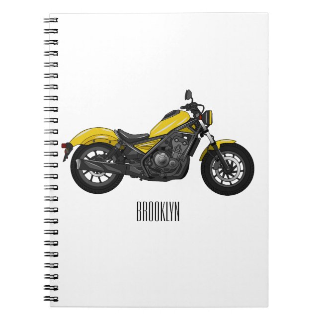 Cruiser motorcycle cartoon illustration  notebook (Front)