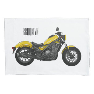 Cruiser motorcycle cartoon illustration  pillowcase