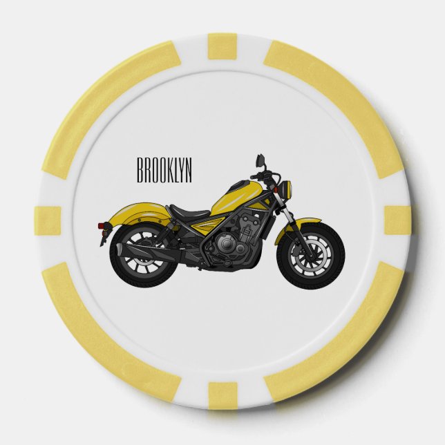 Cruiser motorcycle cartoon illustration poker chips (Front)
