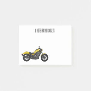 Cruiser motorcycle cartoon illustration  post-it notes