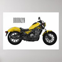 Cruiser motorcycle cartoon illustration 