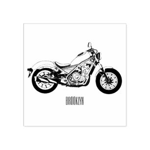Cruiser motorcycle cartoon illustration rubber stamp
