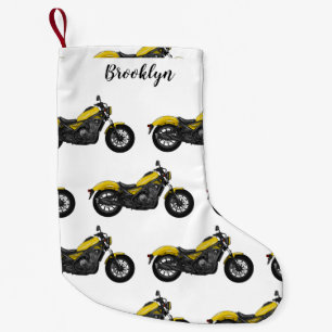 Cruiser motorcycle cartoon illustration small christmas stocking