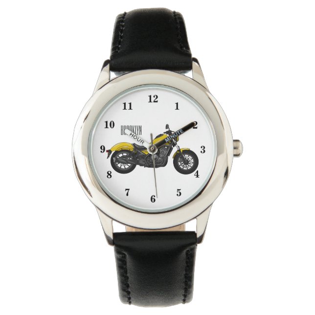 Cruiser motorcycle cartoon illustration watch (Front)