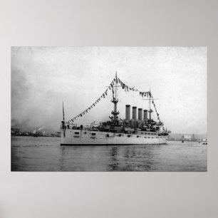 Cruiser Washington anchored in Seattle Harbour Poster