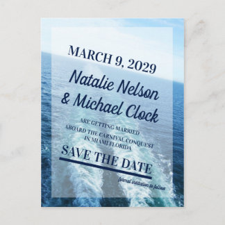 CruiseShip Yacht Destination Wedding Save the Date Announcement Postcard