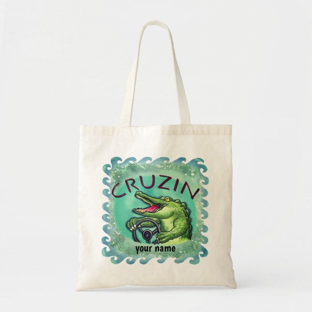 Cruisin Alligator   tote bag (Front)