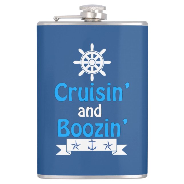 Cruisin' and Boozin' Nautical Flask (Front)