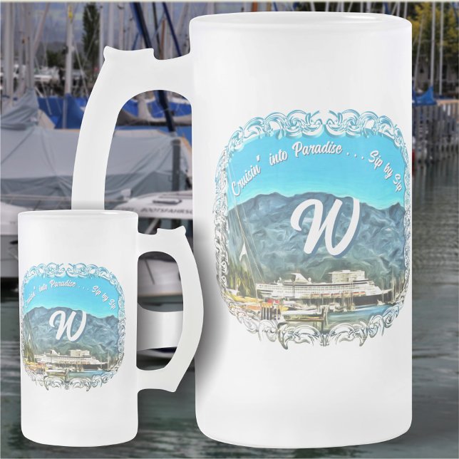 Cruisin' into Paradise Vallarta 0946  Frosted Glass Beer Mug (Creator Uploaded)