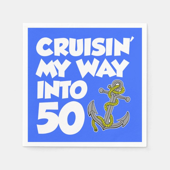 Cruisin My Way Into 50 Boat Themed Party Napkins (Front)