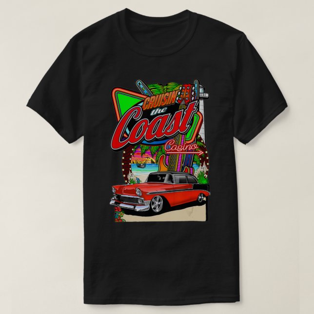 Cruisin the Coast Classic Car Rod Run Casino typog T-Shirt (Design Front)