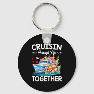 Cruisin' Through Life Together Couples Artwork Key Ring
