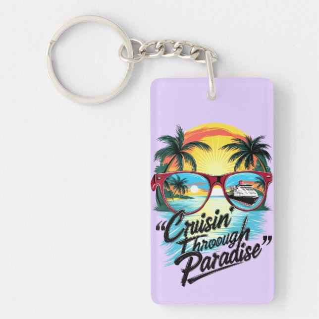 Cruisin’ Through Paradise: Tropical Escape Vibes  Key Ring (Front)