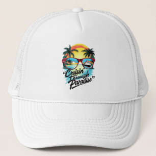 Cruisin’ Through Paradise: Tropical Escape Vibes Trucker Hat