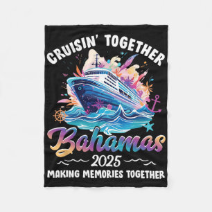 Cruisin Together Bahamas Vacation Beach 2025 Memor Fleece Blanket