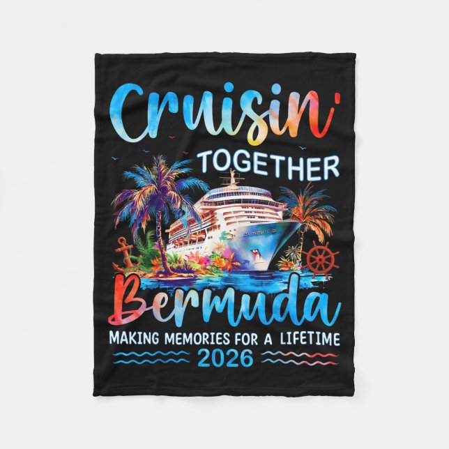 Cruisin' Together Bermuda 2026 Family Vacation Cru Fleece Blanket (Front)