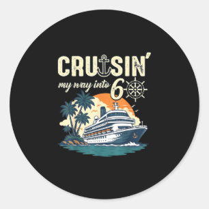 Cruisin way into 60 funny 60th birthday cruise classic round sticker