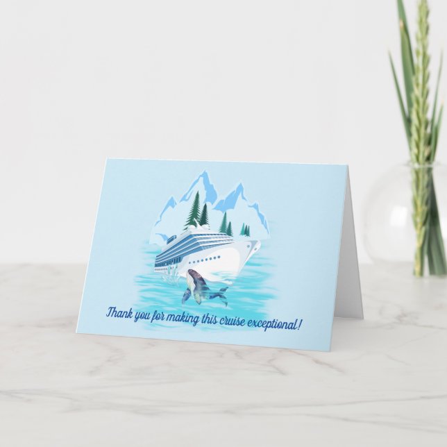 Cruising Alaska Mountains Personalised Crew Thank You Card (Front)