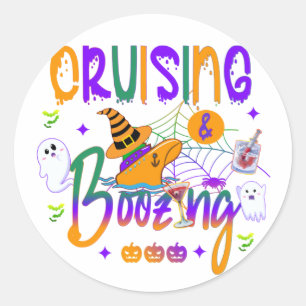 Cruising and Boozing Halloween Classic Round Sticker