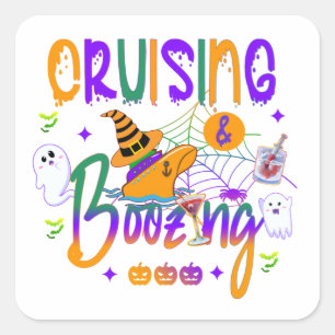 Cruising and Boozing Halloween Square Sticker