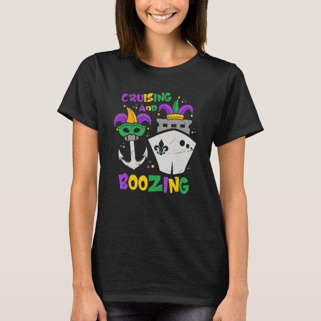 Cruising And Boozing Mardi Gras Cruise 2023 Outfit T-Shirt (Front)