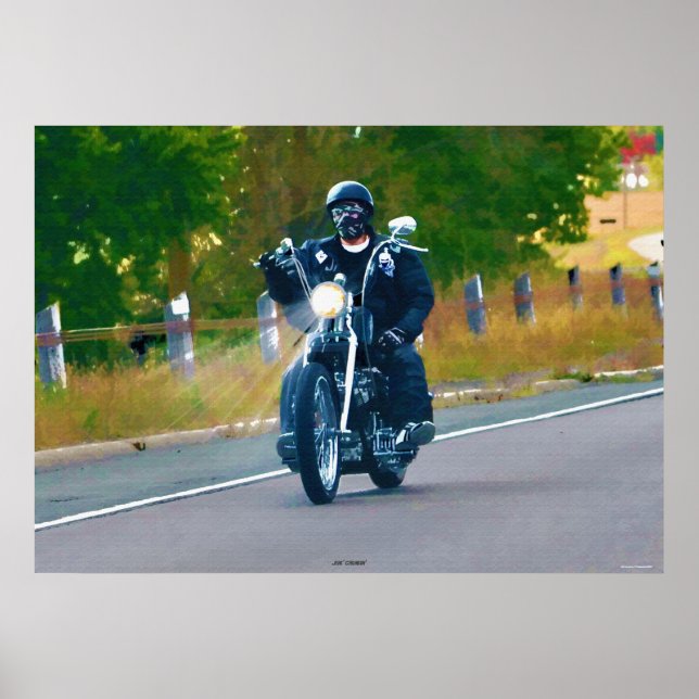 Cruising Biker Highway Riding Art Poster (Front)