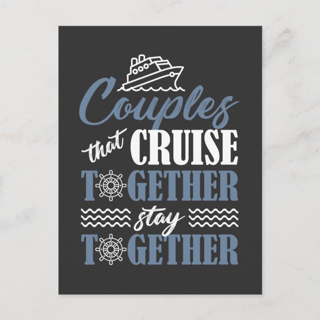 Cruising Couple Cruise Ship Partner Husband Wife Postcard (Front)