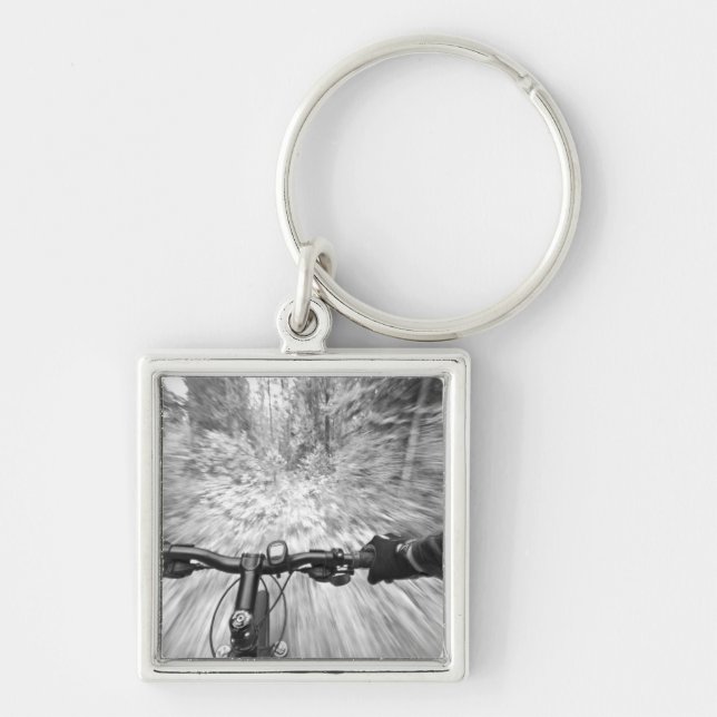 Cruising down a buff section of singletrack 2 key ring (Front)