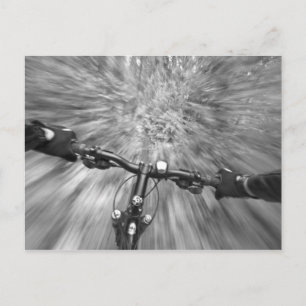 Cruising down a buff section of singletrack postcard