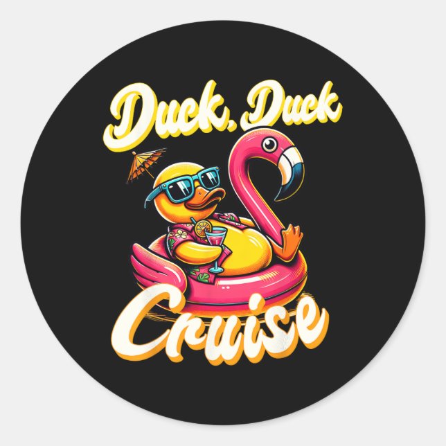 Cruising Ducks Duck Duck Cruise Family Vacation Ru Classic Round Sticker (Front)