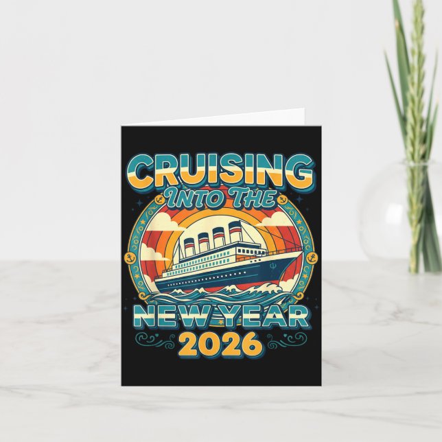 Cruising Into 2026 New Year Eve Celebration Family Card (Front)