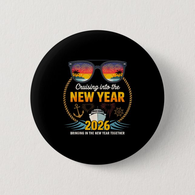 Cruising Into 2026 New Years Eve Matching Family C 6 Cm Round Badge (Front)