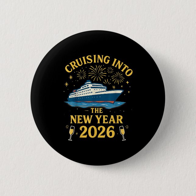 Cruising Into 2026 New Years Eve Party Favors Fami 6 Cm Round Badge (Front)