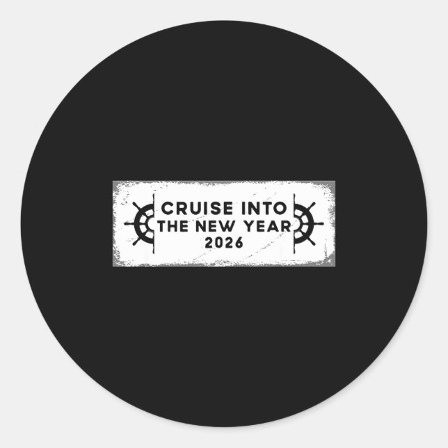 Cruising Into 2026 New Years Eve Party Favors Fami Classic Round Sticker (Front)