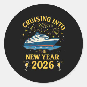 Cruising Into 2026 New Years Eve Party Favors Fami Classic Round Sticker