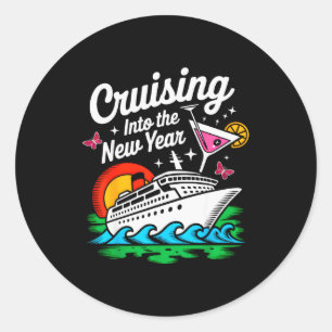 Cruising Into 2026 New Years Eve Party Matching Fa Classic Round Sticker