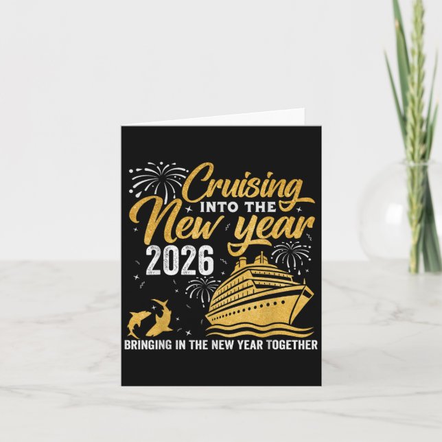 Cruising Into 2026 New Years Matching Family Cruis Card (Front)