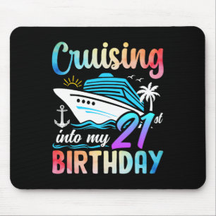 Cruising Into My 21st Birthday 21 Years Old Birthd Mouse Mat