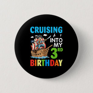 Cruising Into My 3rd Birthday Rate Little Boy 3 Ye 6 Cm Round Badge