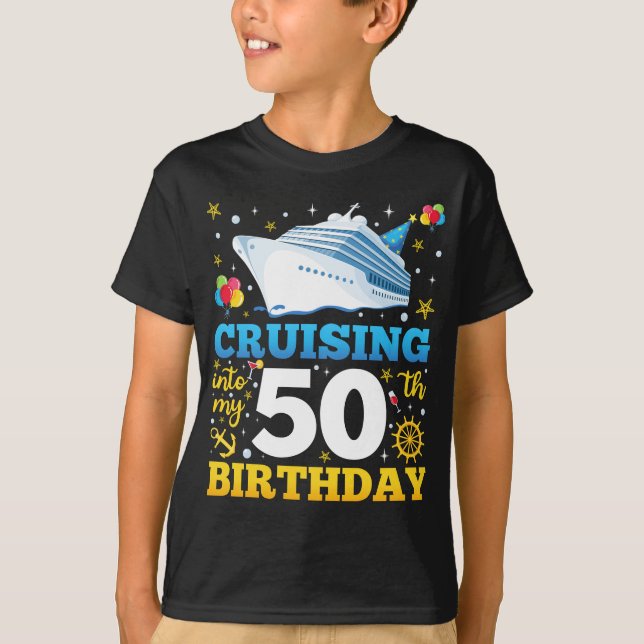 Cruising Into My 50 Birthday Party Boy T-Shirt (Front)