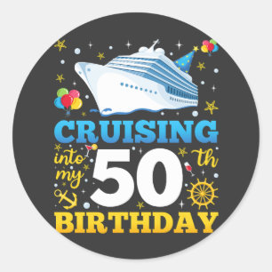 Cruising Into My 50 Birthday Party Classic Round Sticker