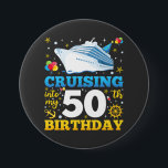 Cruising Into My 50 Birthday Party Round 7.5 Cm Round Badge<br><div class="desc">Cruising Into My 50 Year Old Birthday Party 50th B-Day Funny design Gift Round Button Classic Collection.</div>