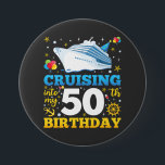 Cruising Into My 50 Birthday Party Round 7.5 Cm Round Badge<br><div class="desc">Cruising Into My 50 Year Old Birthday Party 50th B-Day Funny design Gift Round Button Classic Collection.</div>