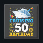 Cruising Into My 50 Birthday Party Square Magnet<br><div class="desc">Cruising Into My 50 Year Old Birthday Party 50th B-Day Funny design Gift Square Magnet Classic Collection.</div>