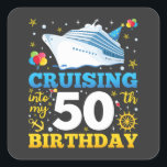 Cruising Into My 50 Birthday Party Square Sticker<br><div class="desc">Cruising Into My 50 Year Old Birthday Party 50th B-Day Funny design Gift Square Sticker Classic Collection.</div>