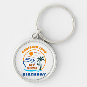 Cruising Into My 50th Birthday Boat Key Ring