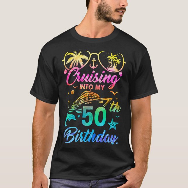 Cruising Into My 50th Birthday Party 50 Years Old  T-Shirt (Front)