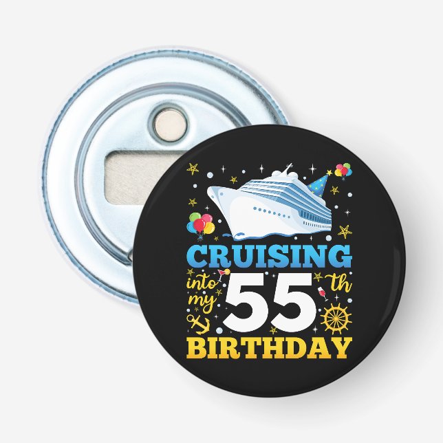 Cruising Into My 55 Birthday Party Bottle Opener (Front)