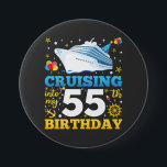 Cruising Into My 55 Birthday Party Round 7.5 Cm Round Badge<br><div class="desc">Cruising Into My 55 Year Old Birthday Party 55th B-Day Funny design Gift Round Button Classic Collection.</div>
